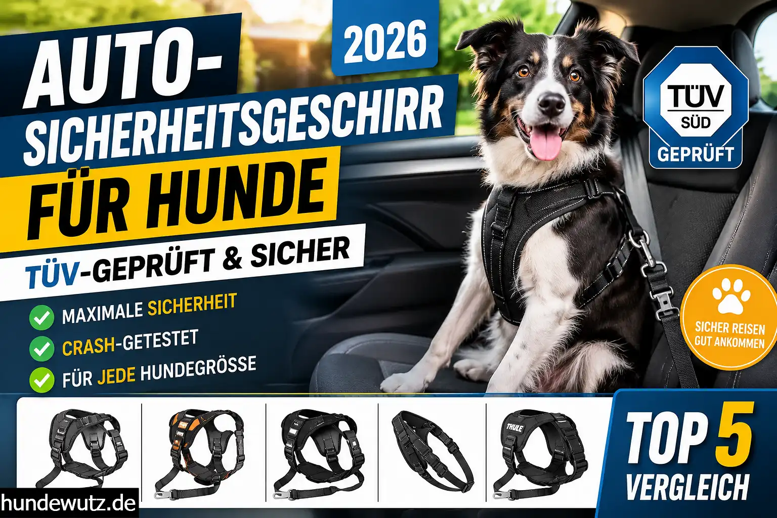 Auto-Sicherheitsgeschirr für Hunde 2026 im Vergleich – TÜV-geprüfte und crash-getestete Modelle für sichere Autofahrten