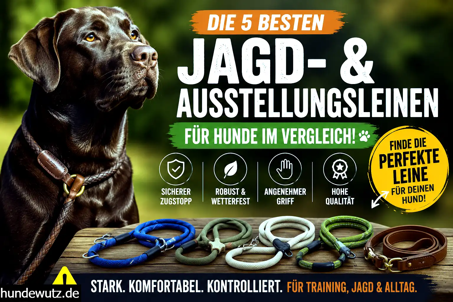 Praktische Jagdleinen und elegante Ausstellungsleinen für Hunde im Test