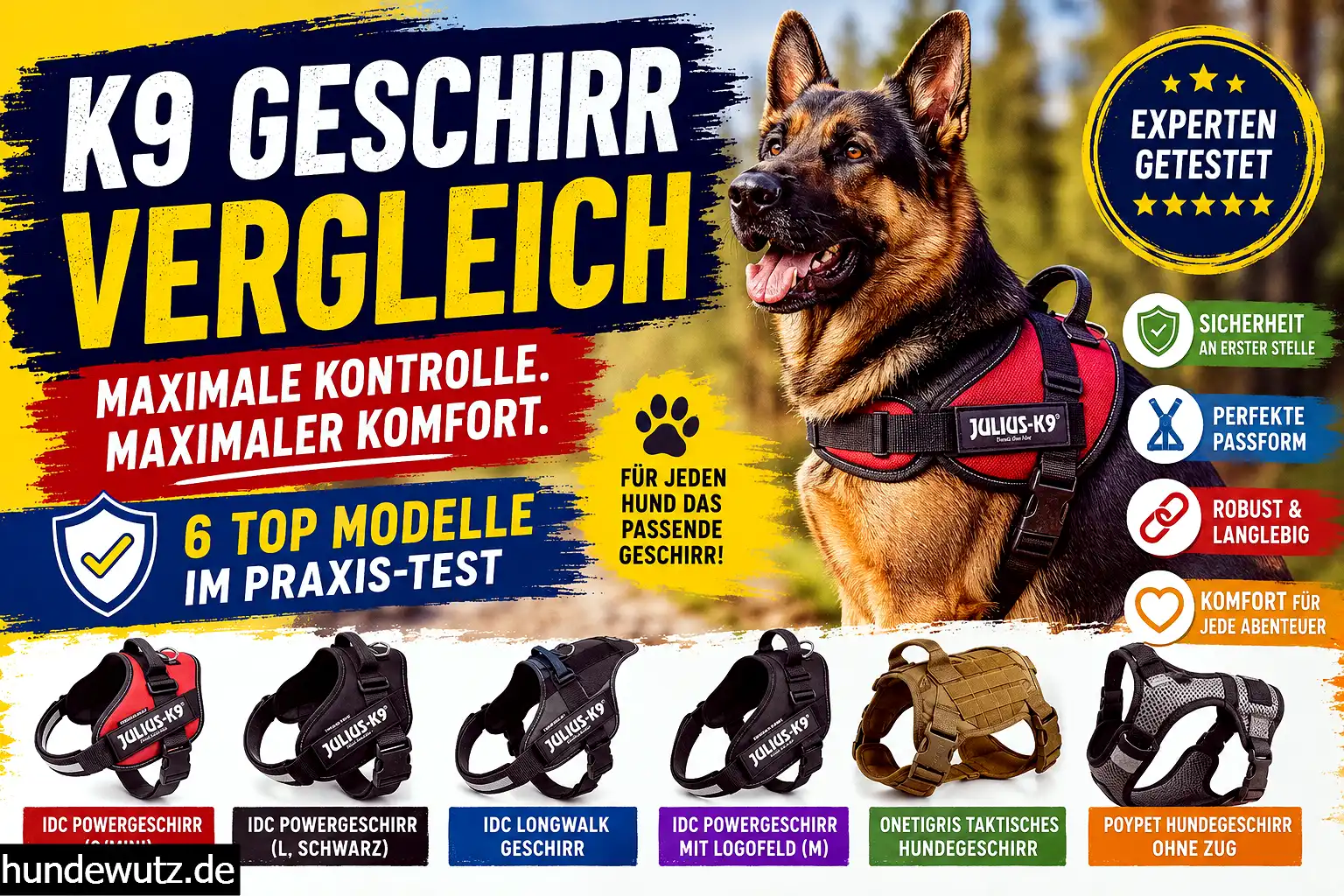 K9 Geschirr Vergleich 2026 mit Deutschem Schäferhund und den besten Hundegeschirr-Modellen im Test