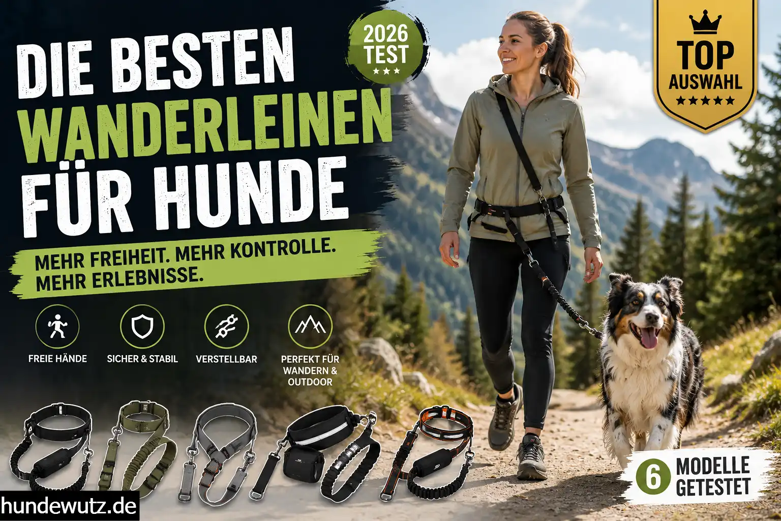 Wanderleine für Hunde beim Wandern mit freihändiger Umhängeleine