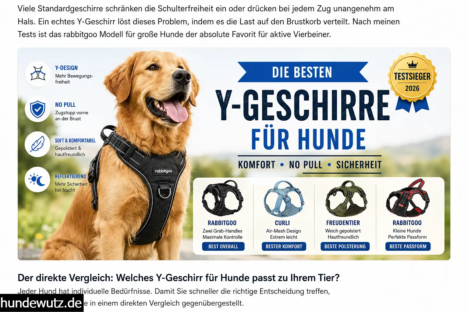 Ergonomische Y-Geschirre für Hunde im Test und Vergleich